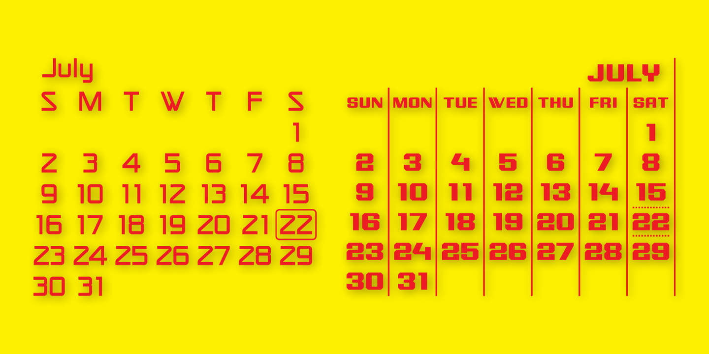 Calendar Font