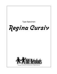 Type Specimen - Regina Cursiv by HiH Retrofonts