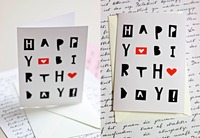 Happy Birthday Card with Ciseaux Matisse Font by Harald Geisler