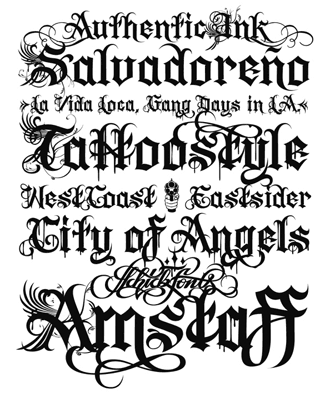 tattoo script lettering alphabet. Authentic Ink font sample