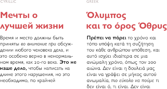 Gill Sans Nova Kyrillisch und Griechisch