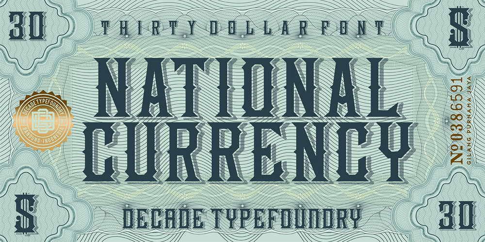 National Currency font