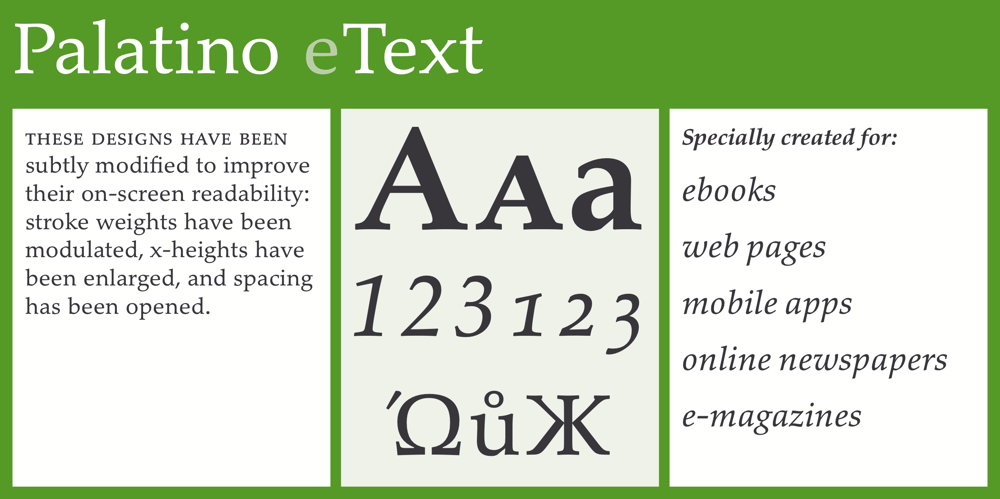 Palatino eText font
