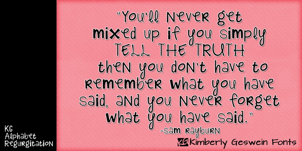 KG Alphabet Regurgitation font