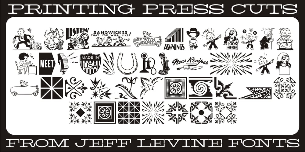 Printing Press Cuts JNL font