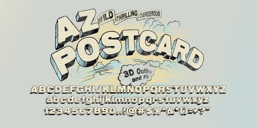 AZ Postcard 3D font