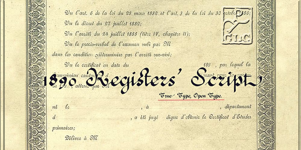 1890 Registers Script font