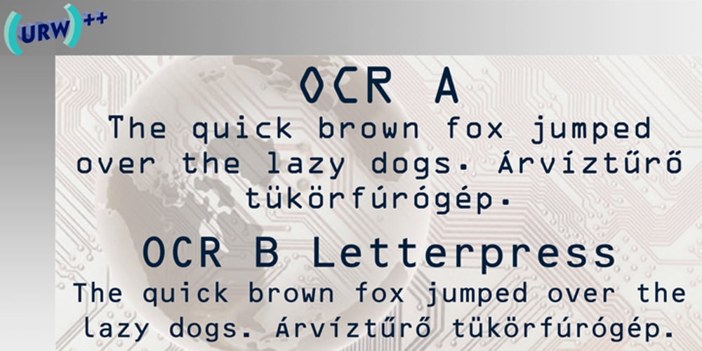 OCR-B Letterpress M font
