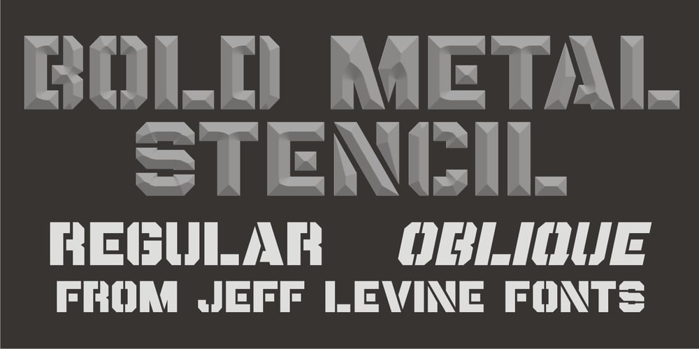 Bold Metal Stencil JNL font