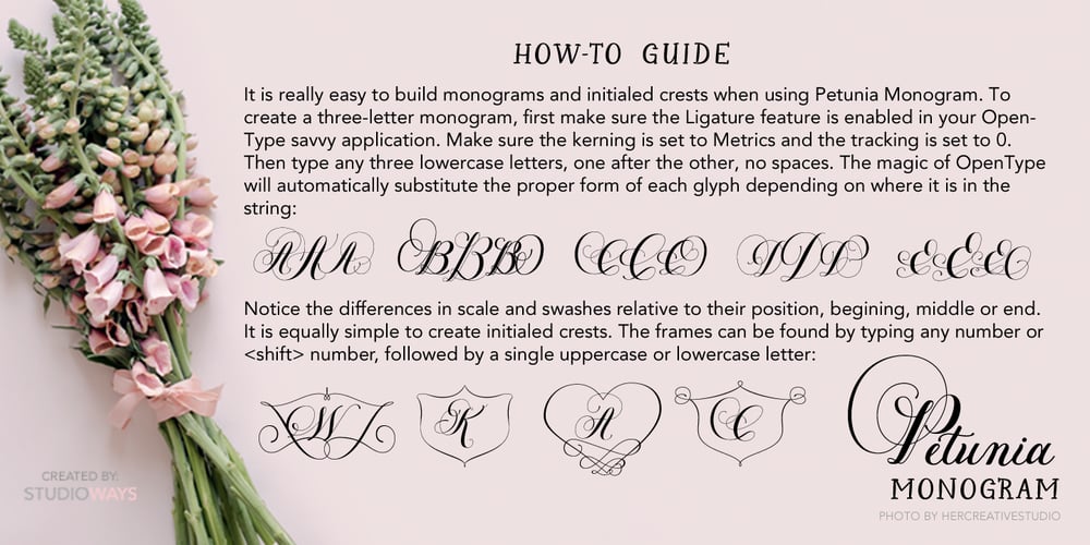 Petunia Monogram font