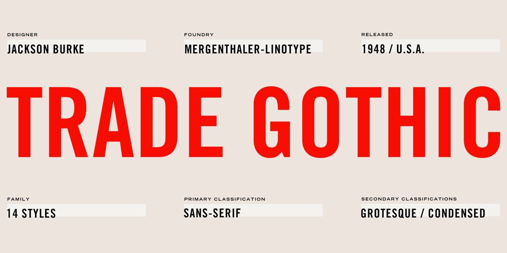 Trade Gothic font