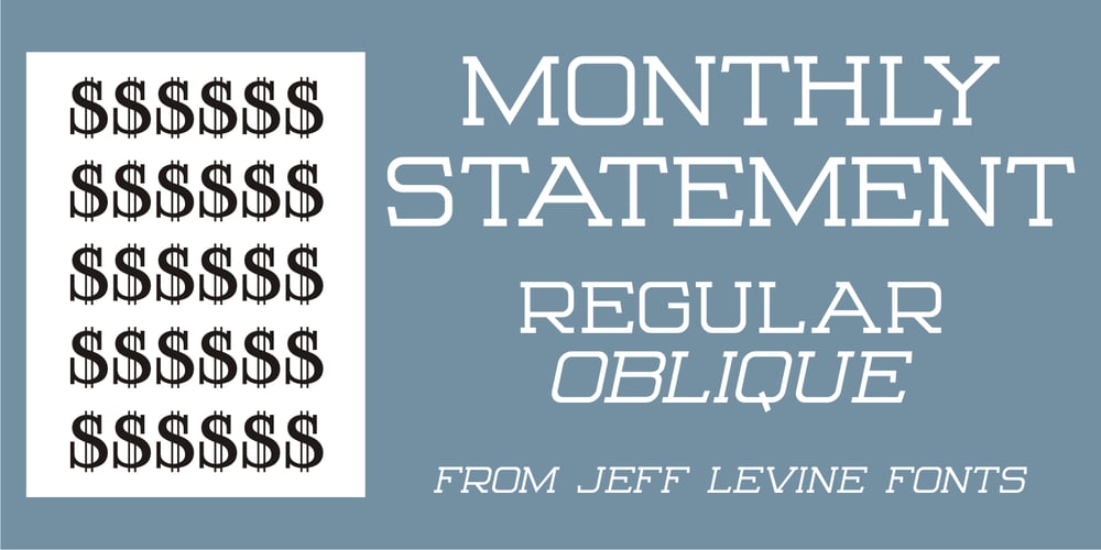 Monthly Statement JNL font