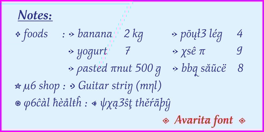 Avarita font