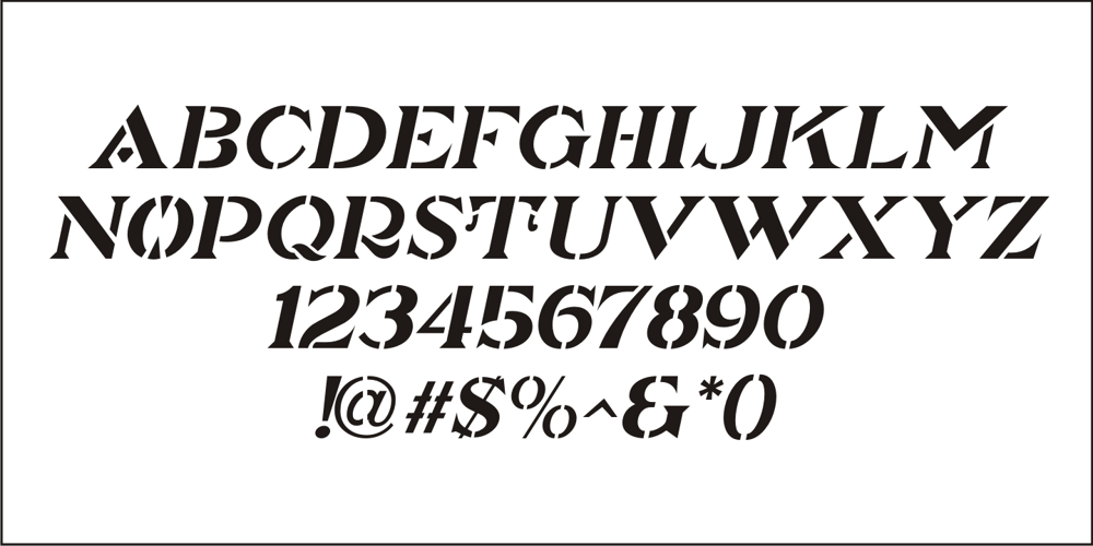 Picturesque Stencil JNL font