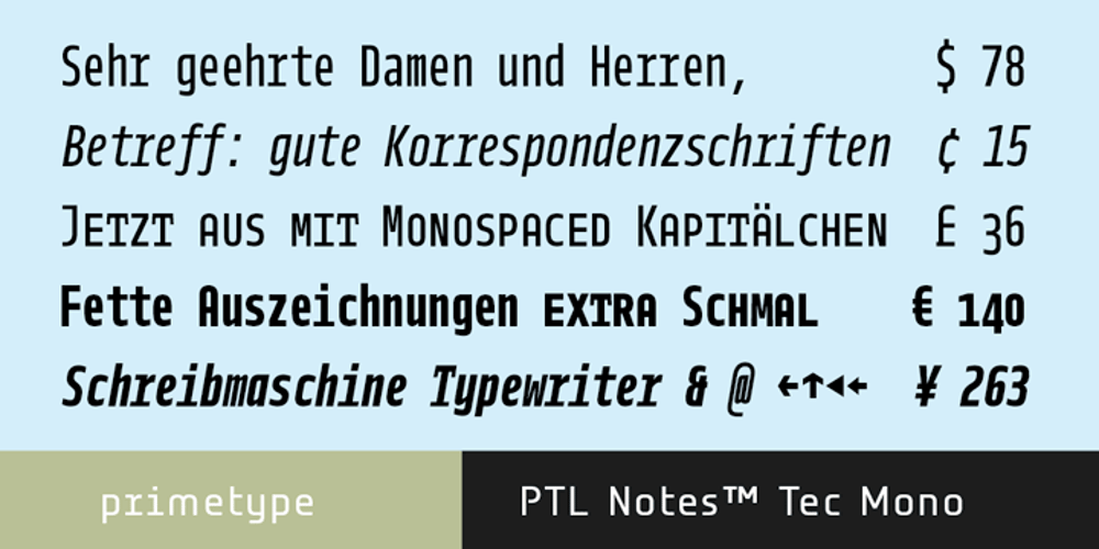 PTL Notes Tec Mono font