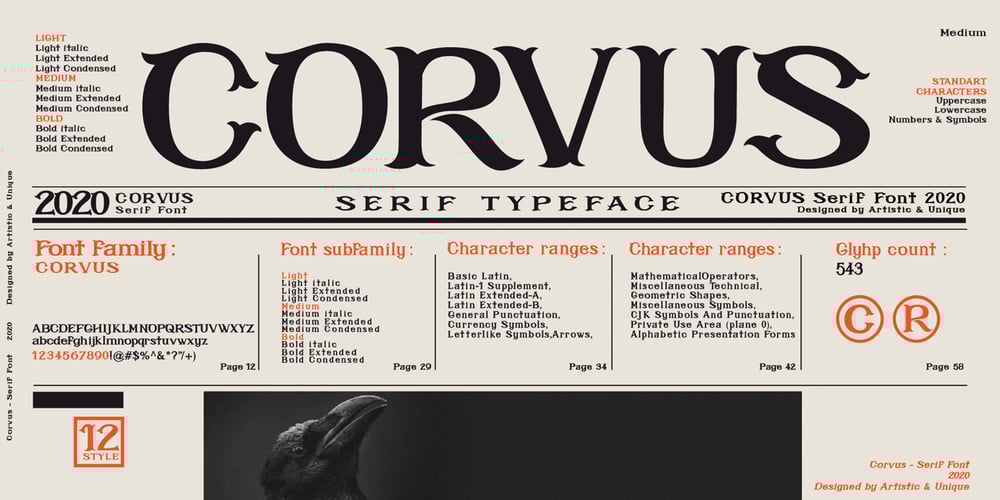 Corvus font