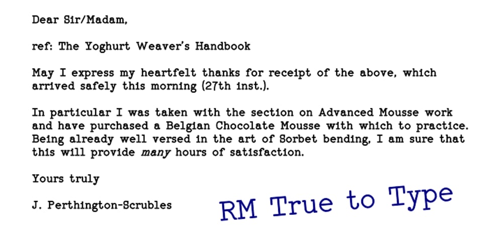 RM True To Type font