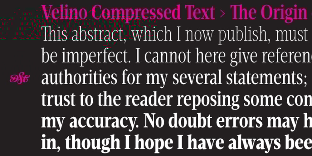 Velino Compressed Text font