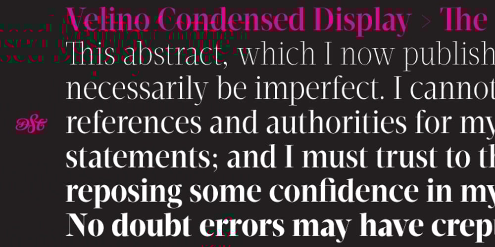 Velino Condensed Display font