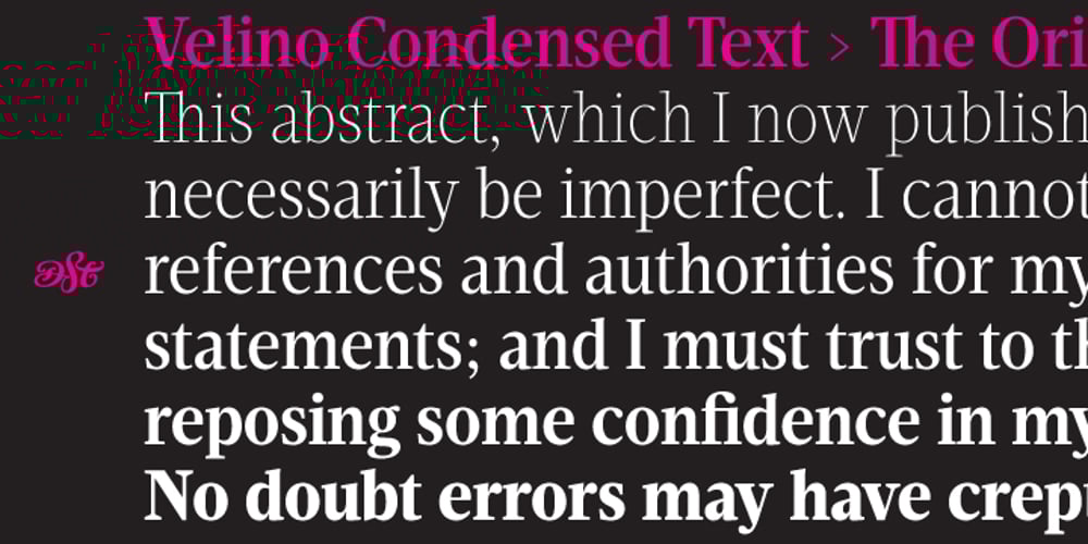 Velino Condensed Text font