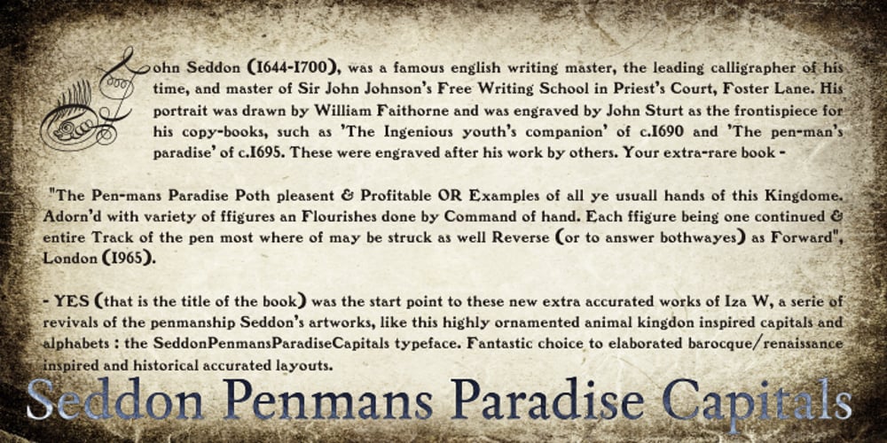 Seddon Penmans Paradise Capitals font