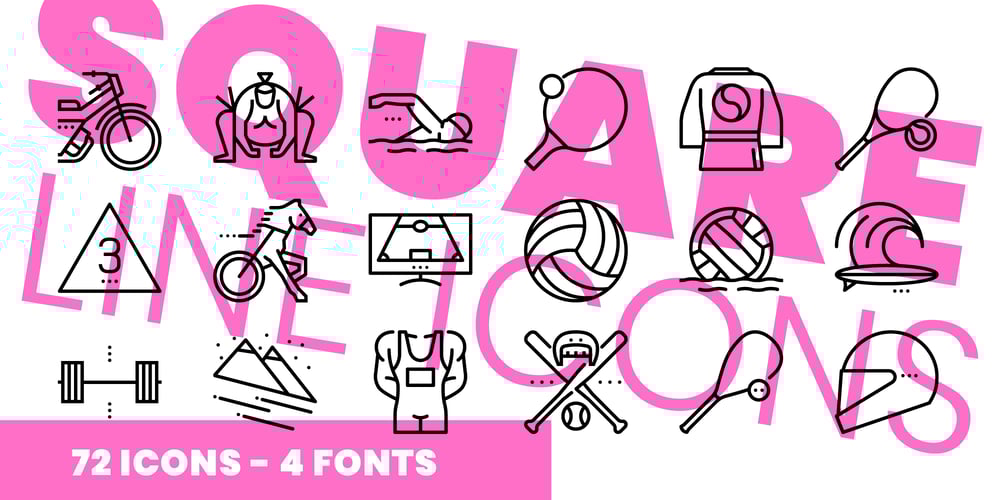Square Line Icons Sports font