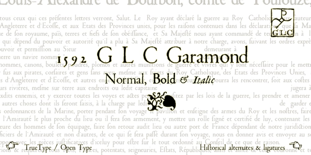 1592 GLC Garamond font