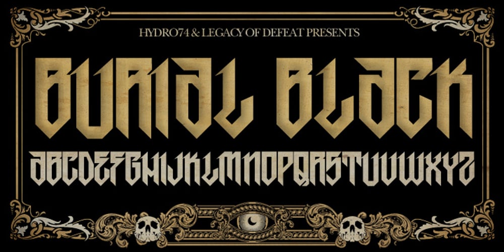 H74 Burial Black font