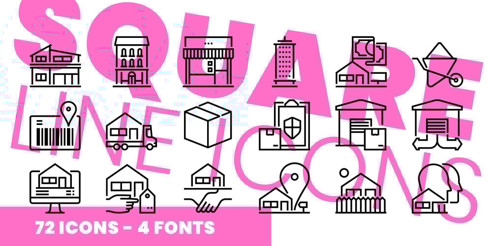Square Line Icons Estate font
