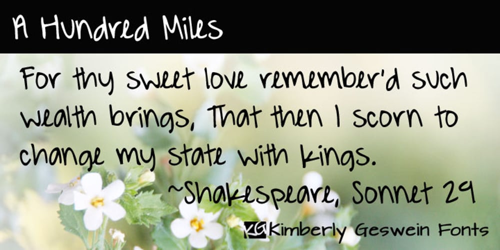 A Hundred Miles font
