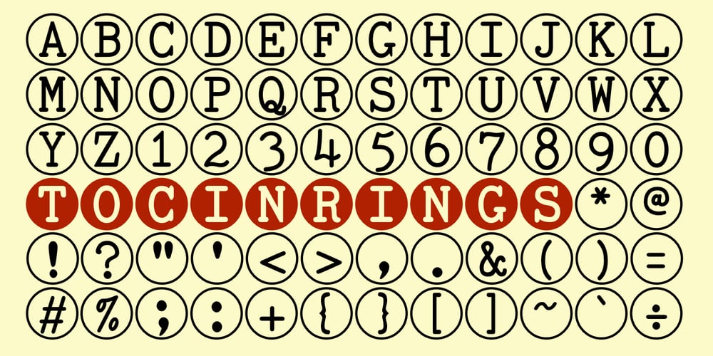 TOCinRings font