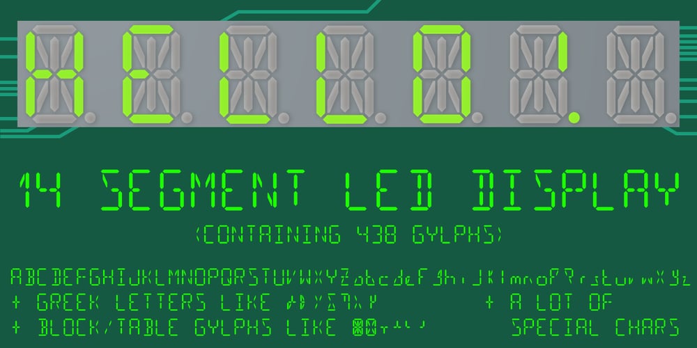 14 Segment LED Display font
