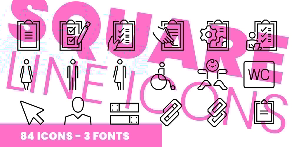 Square Line Icons Interface font