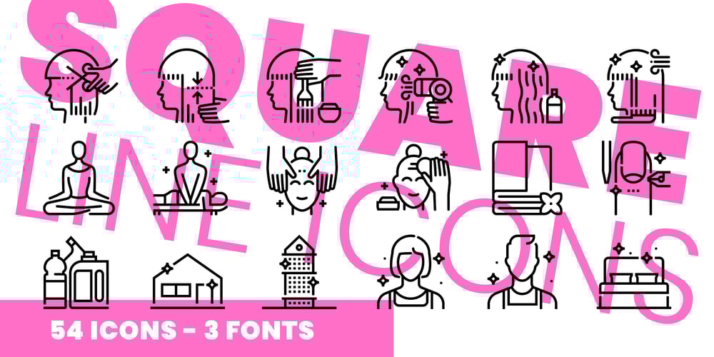 Square Line Icons Service font