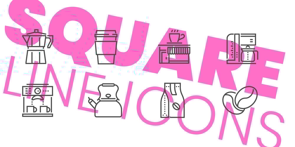Square Line Icons Coffee font