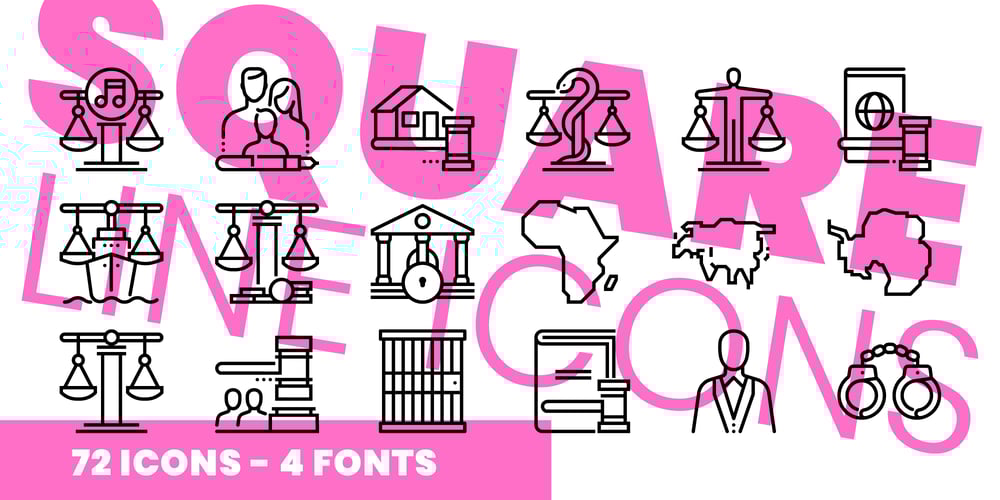 Square Line Icons Law font