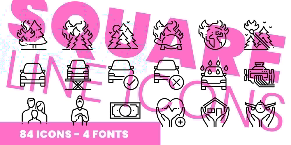 Square Line Icons Insurance font