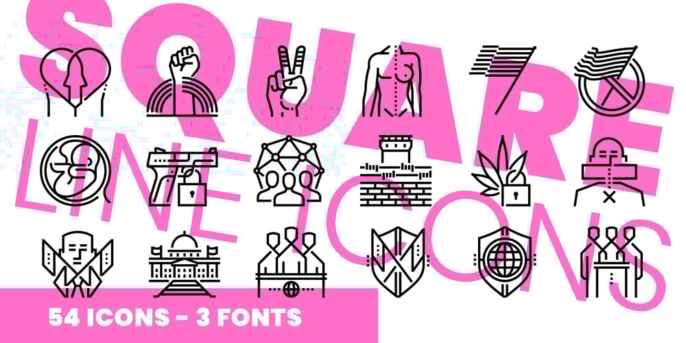 Square Line Icons Politics font