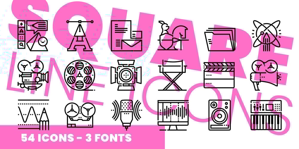 Square Line Icons Design font