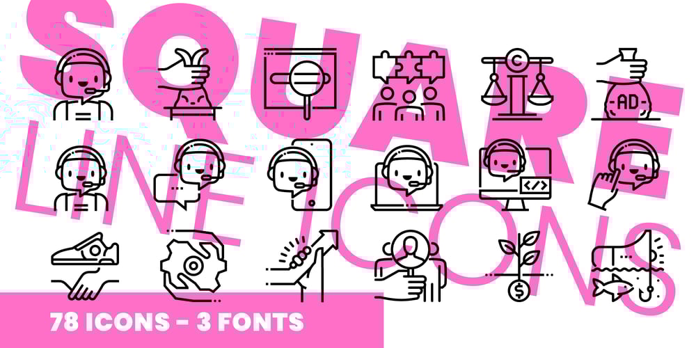 Square Line Icons Social font