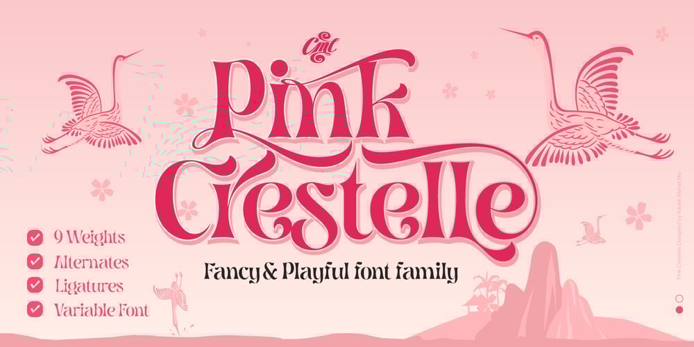 Pink Crestelle font