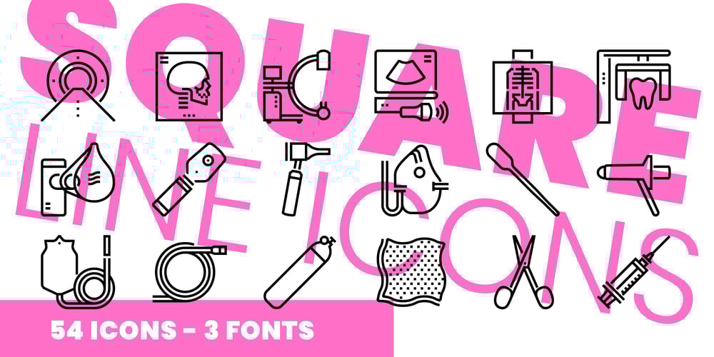 Square Line Icons Medical 4 font
