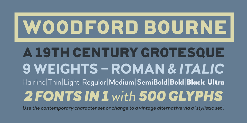 Woodford Bourne font