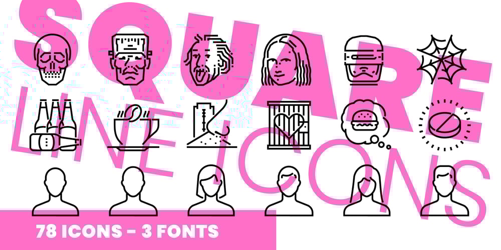 Square Line Icons People font