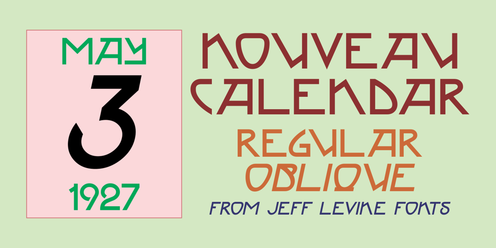 Nouveau Calendar JNL font