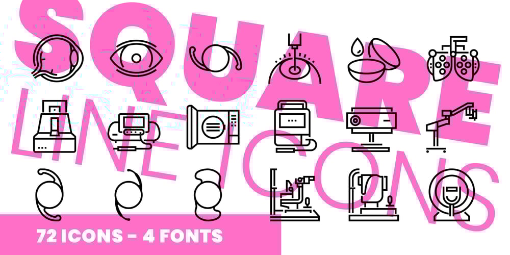 Square Line Icons Eye font