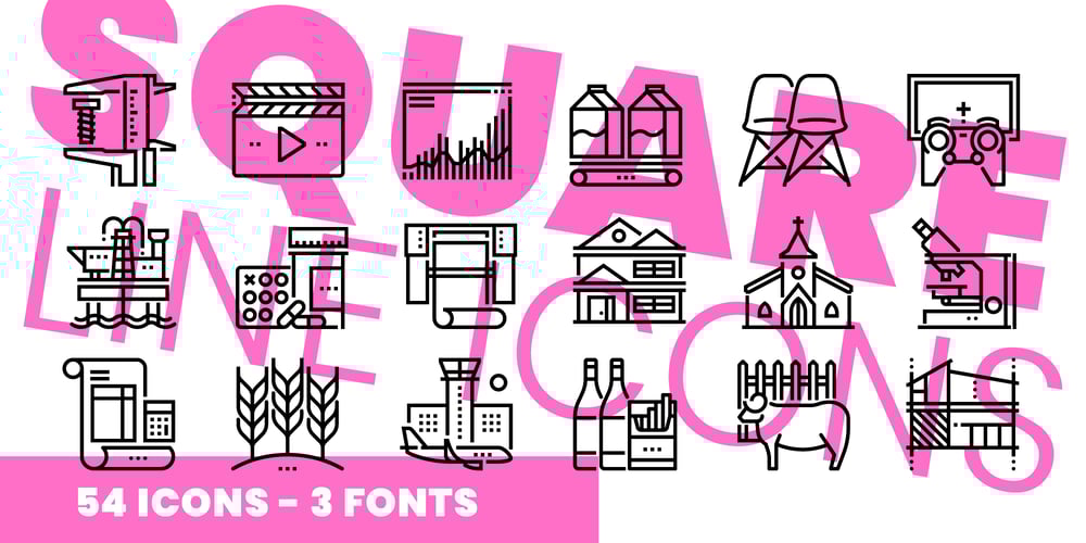 Square Line Icons Indus font