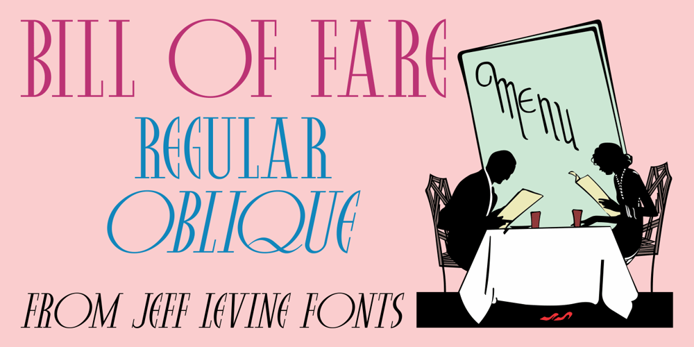 Bill of Fare JNL font