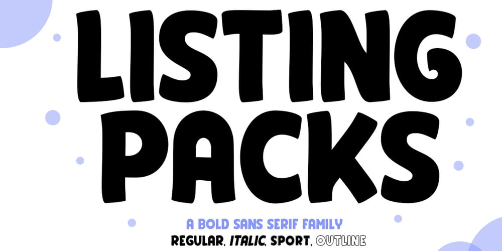 Listing Packs font