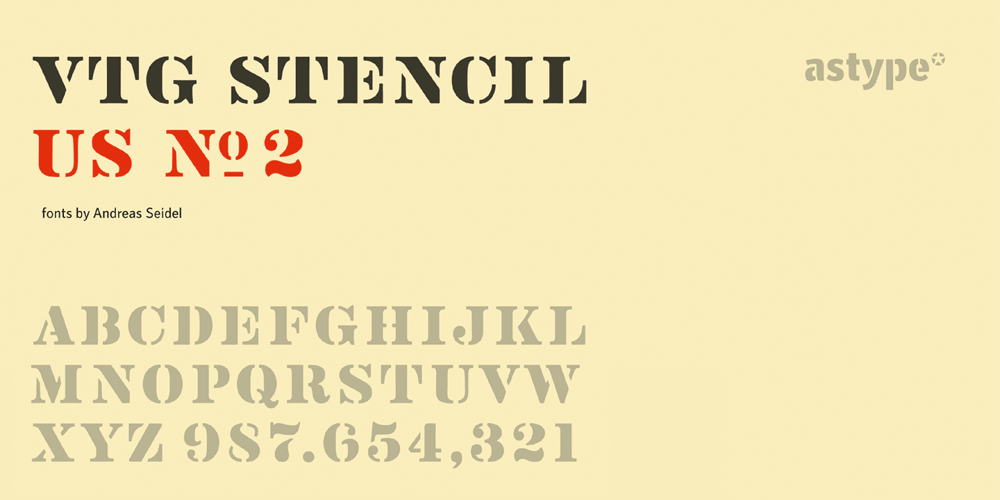 Vtg Stencil US No. 2 font